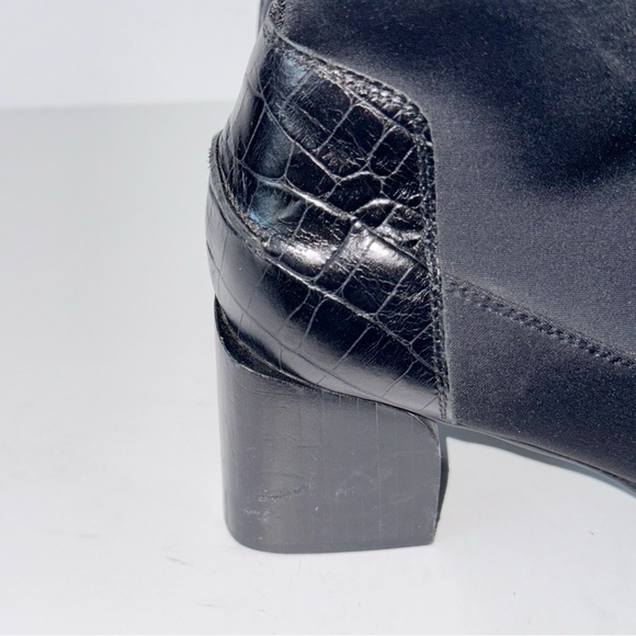 Donald Pliner ABBIE WOMENS SUEDE SQUARE TOE ANKLE BOOTS BLACK Sz 9 Y2K - Picture 3 of 14